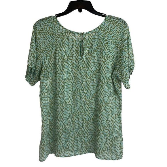 Cabi Women's Pebbled Green Keyhole Semi Sheer Short Sleeve Blouse Top Size M - Picture 3 of 7
